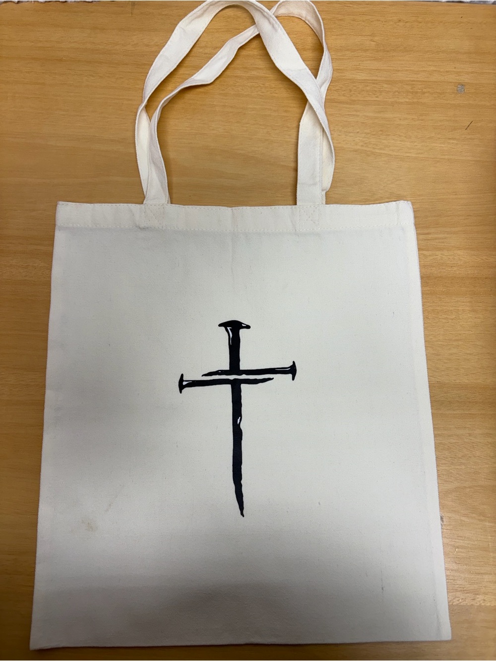 Natural Canvas Tote christian Black Cross Print - Women Bags Totes